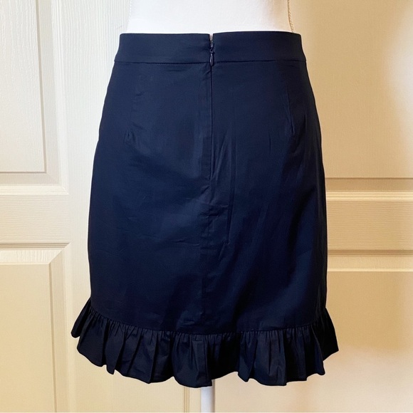 J. Crew Woman’s Navy Blue Ruffle Hem Cotton Stretch Mini Skirt Size 0 - Picture 2 of 7